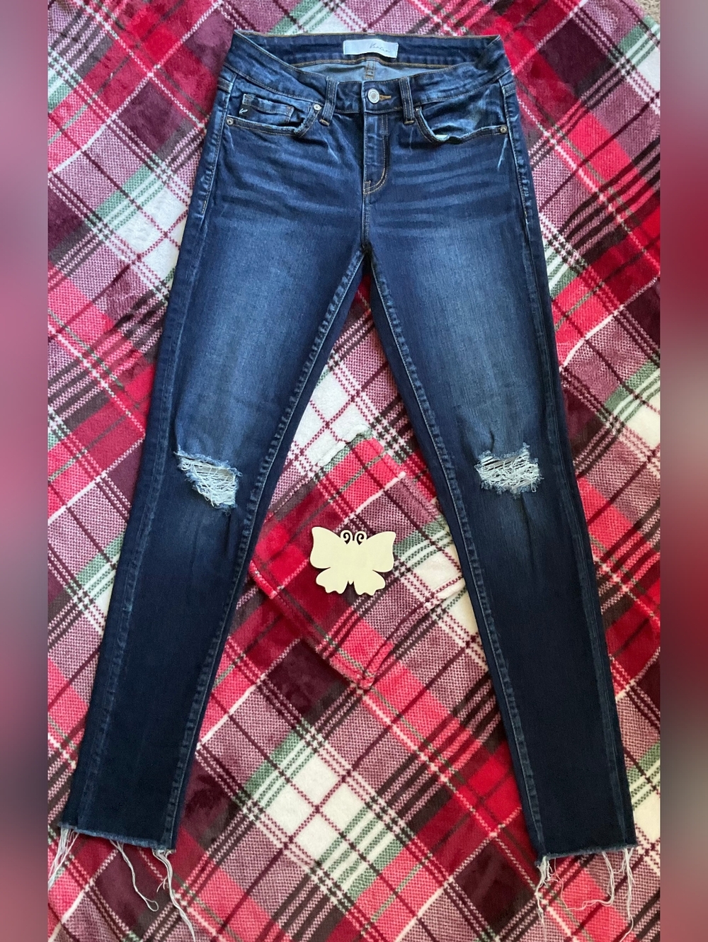 KanCan Awesone Dark Wash Distressed High Rise Skinny Jeans